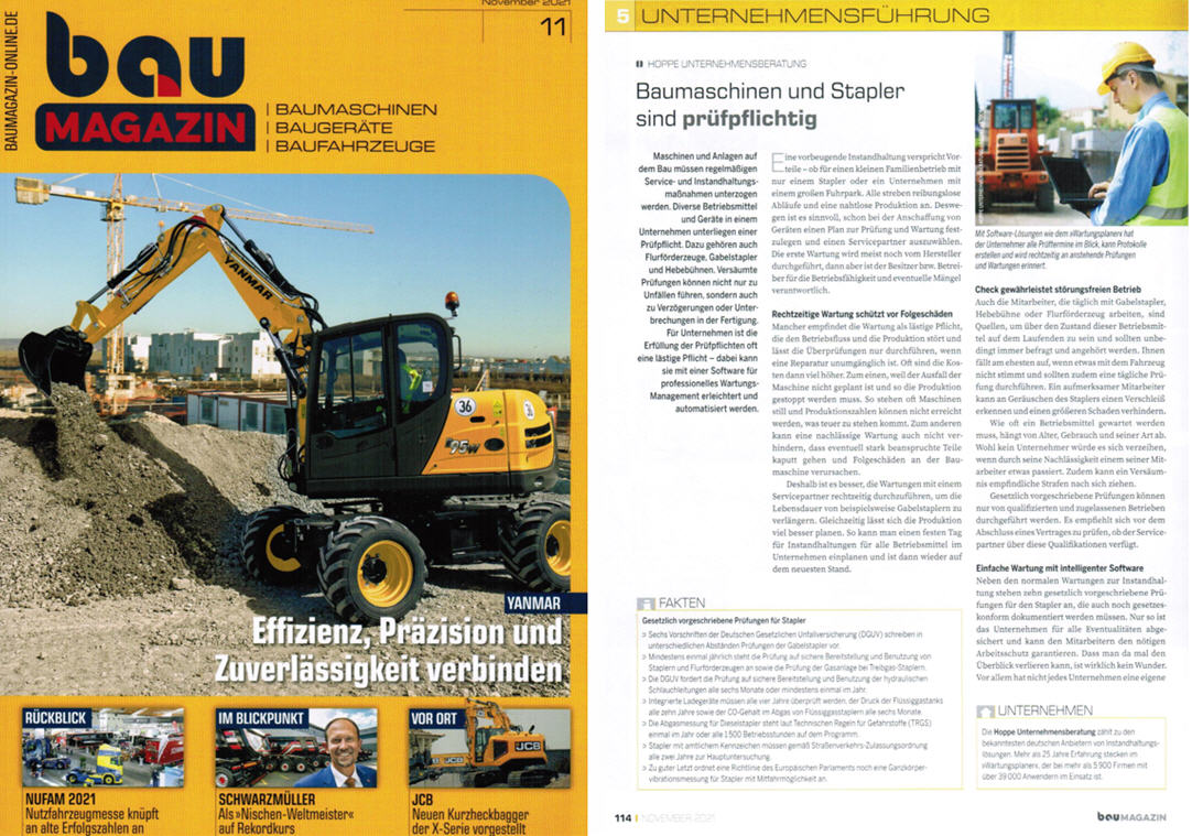 Baumagazin - November/21 - Baumaschinen und Stapler sind prfpflichtig