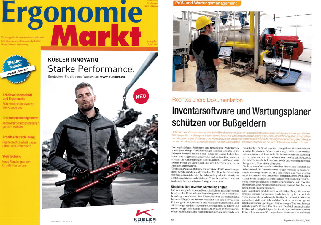 Ergonomie Markt - Inventarsoftware und Wartungsplaner schützen vor Bußgeldern