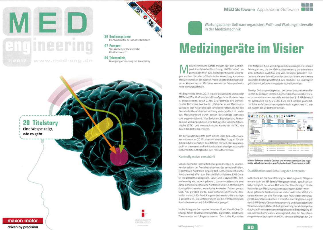 MEDengineering 2017 11 Medizingerte im Visier Prf- und Wartungsintervalle in der Medizintechnik