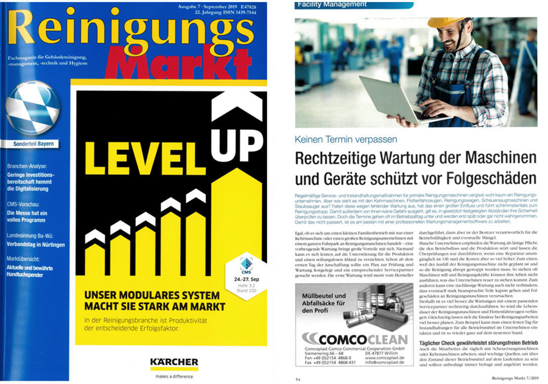 Reinigungsmarkt - Keinen Termin verpassen. Rechtzeitige Wartung der Maschinen und Geräte schützt vor Folgeschäden