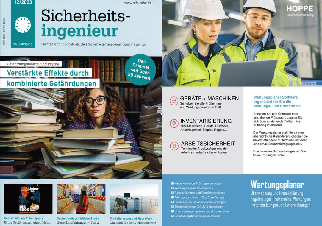 Sicherheitsingenieur Konradin Verlag / 12-23 Wartungsplaner im Sicherheits-Ingenieur www.Sifa-Sibe.de