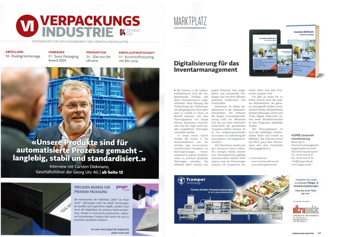 Verpackungs-Industrie  09-2025 B2B Swiss Medien AG Digitalisierung im Inventar-Management