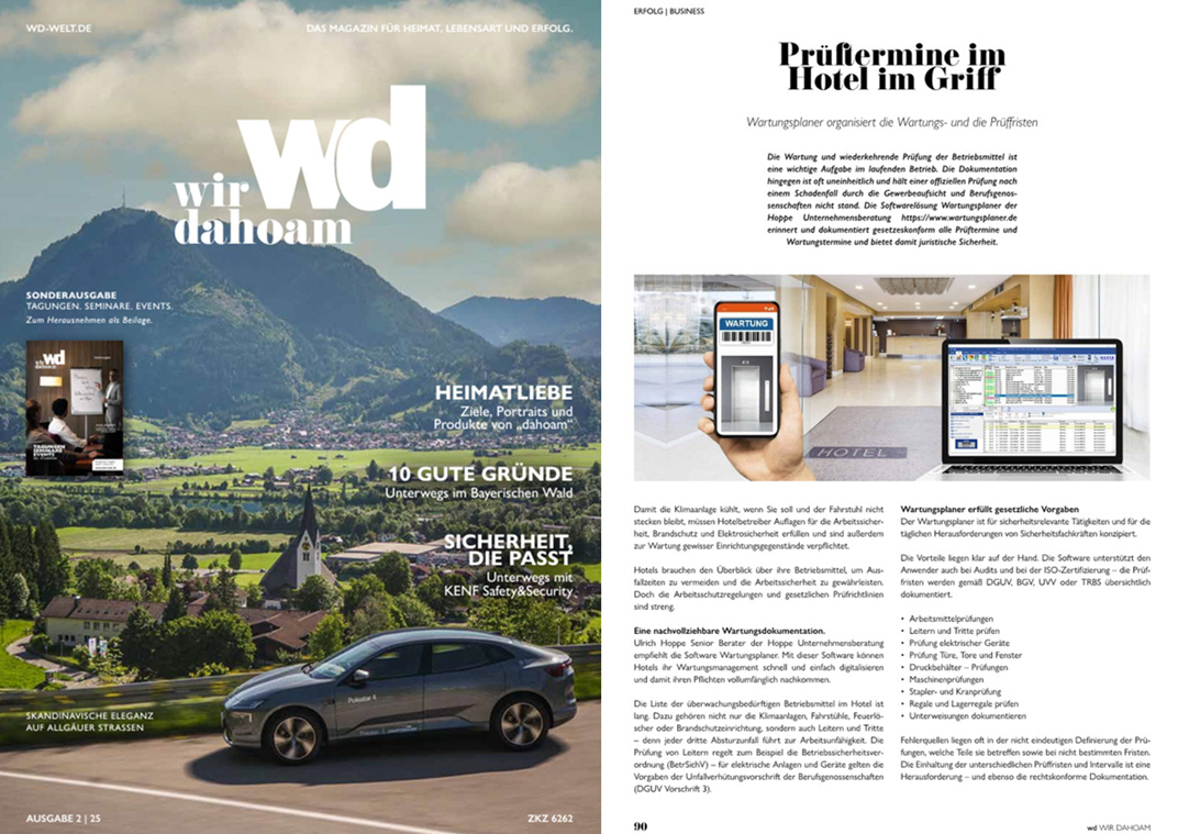 Wirtschaft Dienstleistungen WD-Welt / 10-24 ALPEN-VERLAGSGRUPPE OHG, Prüftermine im Hotel im Griff